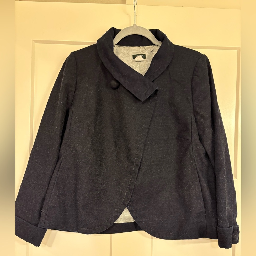 J. Crew Navy Blazer with Unique Collar